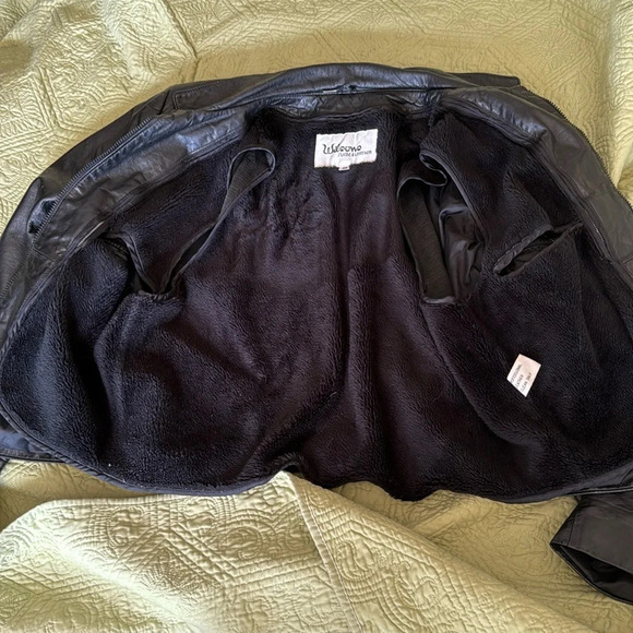 Custom upcycled Vintage black genuine leather motorcycle jacket w/ PUNK on back - Picture 7 of 10